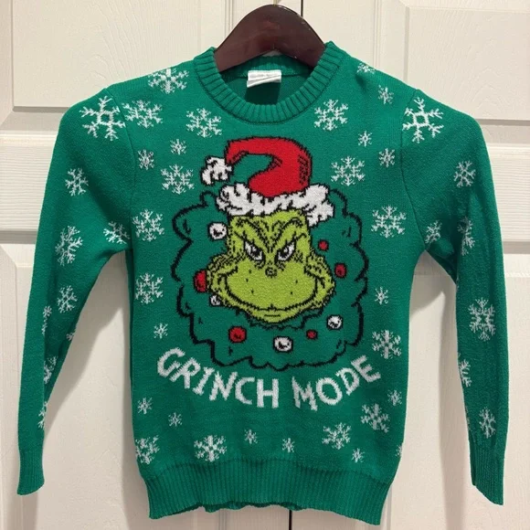 Kid’s Dr. Seuss Green Grinch Sweater - Size S - Picture 1 of 3